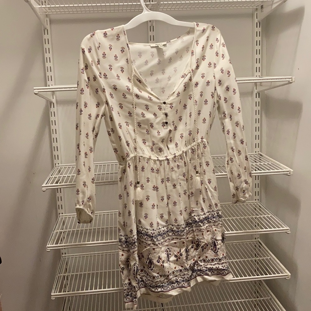 patterned long sleeve mini dress